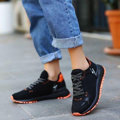 Jaile Siyah Süet Turuncu Detaylı Bağcıklı Spor Ayakkabı resmi