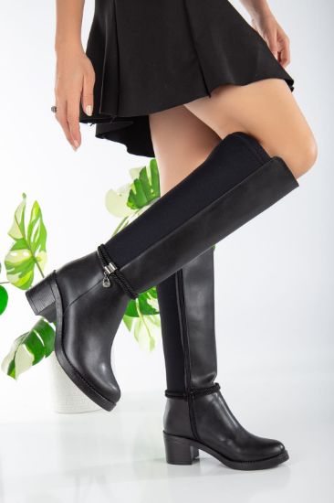 Olha Siyah Cilt Topuklu Çizme resmi