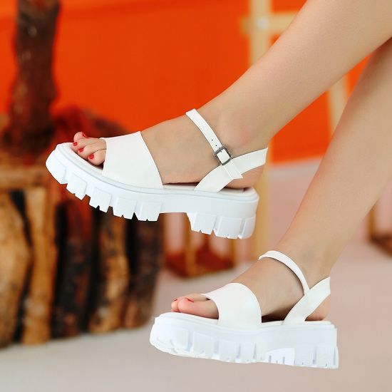 Fian Beyaz Cilt Sandalet resmi