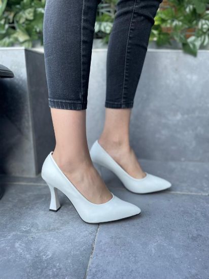 Olba Beyaz Cilt Stiletto Ayakkabı resmi