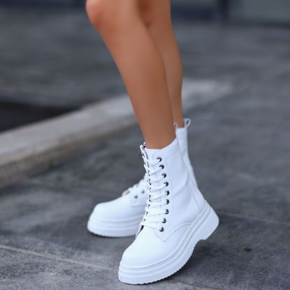 Roxan Beyaz Cilt Bağcıklı Bot resmi