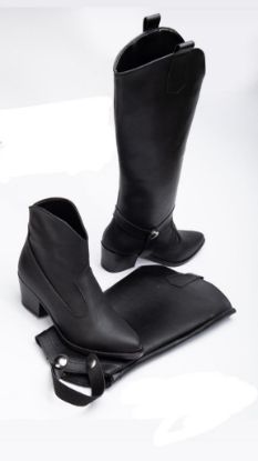 Milla Siyah Cilt Tak Çıkar Topuklu Bot Ve Çizme resmi