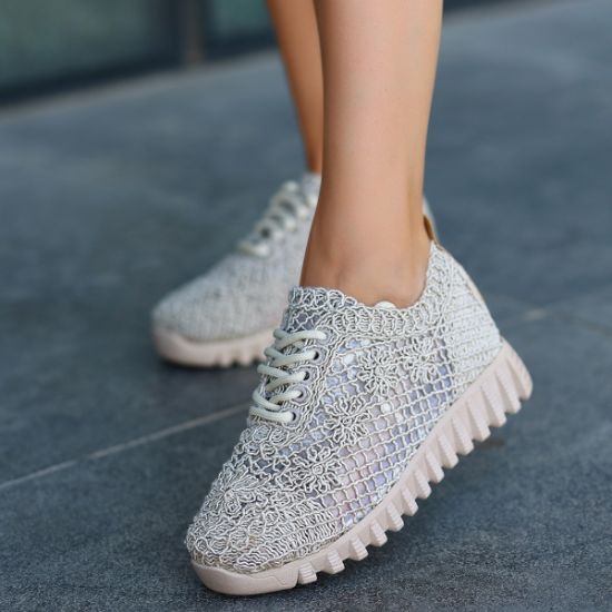 Loxi Krem Örgülü Spor Ayakkabı resmi