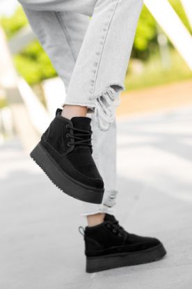 Davina Siyah Süet Bağcıklı Bot resmi