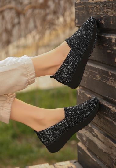 Nily Siyah Simli Triko Babet Ayakkabı resmi