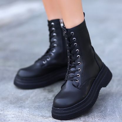 Roxan Siyah Cilt Bağcıklı Bot resmi