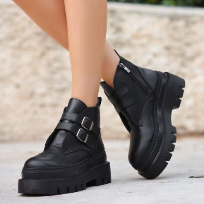 Olga Siyah Cilt Kemerli Bot resmi