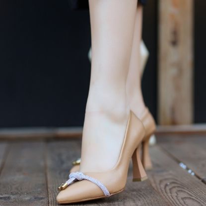 Polina Nude Cilt Stiletto Ayakkabı resmi
