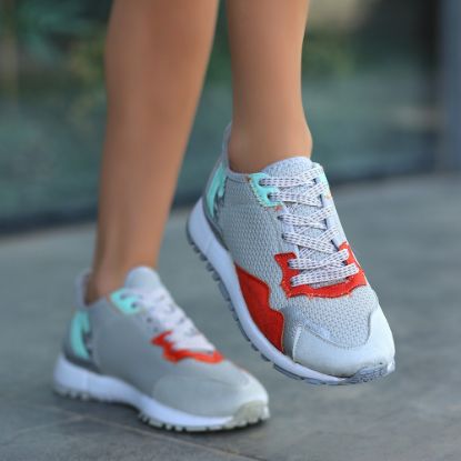 Jaile Gri Süet Beyaz Tabanlı Bağcıklı Spor Ayakkabı resmi