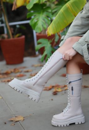 Lodina Nude Cilt Bağcıklı Çizme resmi