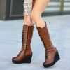 Deja Taba Cilt Bağcıklı Dolgu Topuk Çizme resmi