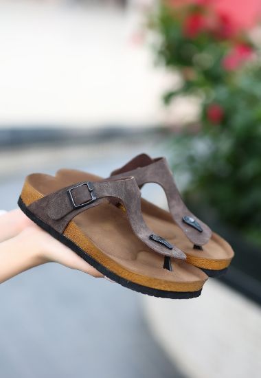 Aksar Kahverengi Nubuk Parmak Arası Terlik resmi