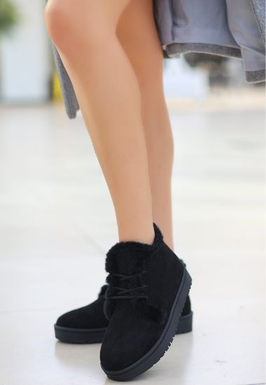 Simya Siyah Süet Bağcıklı Bot resmi