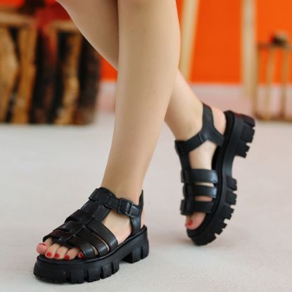 Kest Siyah Cilt Sandalet resmi