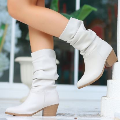 Dior Bej Cilt Topuklu Bot resmi