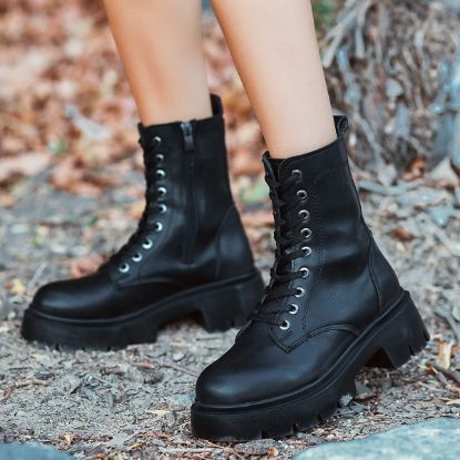 Mibay Siyah Cilt Bağcıklı Bot resmi