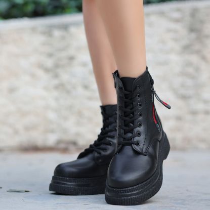 Elove Siyah Cilt Bağcıklı Bot resmi