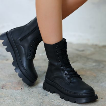 Orge Siyah Cilt Bağcıklı Bot resmi