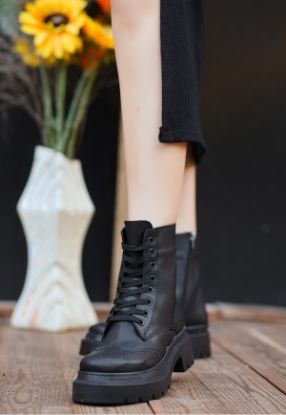 Perf Siyah Cilt Bağcıklı Bot resmi