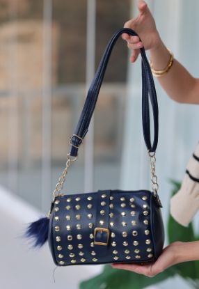 Oyga Lacivert Cilt  Zımbalı Çanta resmi