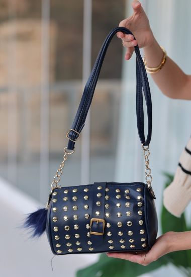 Oyga Lacivert Cilt  Zımbalı Çanta resmi