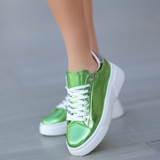 Nonti Yeşil Rugan Bağcıklı Spor Ayakkabı resmi