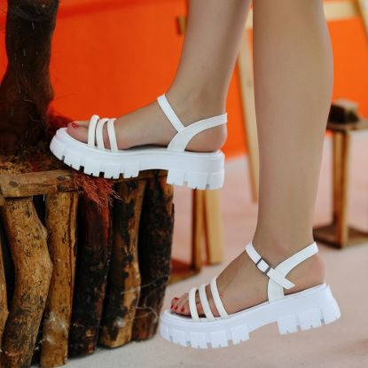 Slon Beyaz Cilt Sandalet resmi