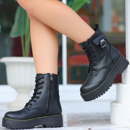 Rosita Siyah Cilt Bağcıklı Bot resmi