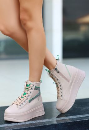 Pone Nude Cilt Yeşil Detaylı Bağcıklı Bot resmi