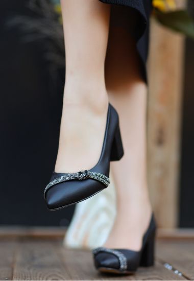 Mindi Siyah Cilt Topuklu Ayakkabı resmi