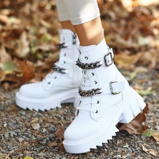 Celia Beyaz Cilt Bağcıklı Bot resmi