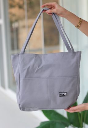 Yunda Gri Keten Çanta resmi