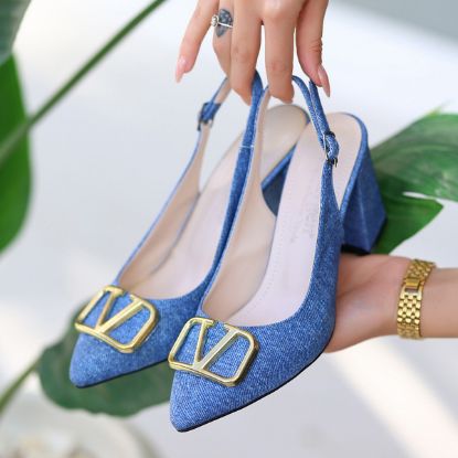 Frances Mavi Kot Topuklu Ayakkabı resmi