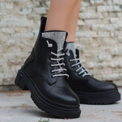 Yulie Siyah Cilt Bağcıklı Bot resmi