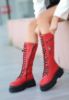 Lodina Kırmızı Cilt Bağcıklı Çizme resmi