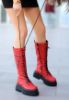 Lodina Kırmızı Cilt Bağcıklı Çizme resmi