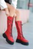 Lodina Kırmızı Cilt Bağcıklı Çizme resmi