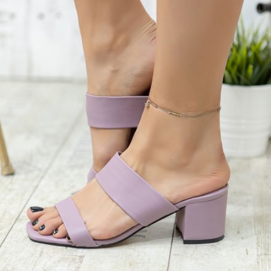 Asper Lila Cilt Topuklu Terlik resmi