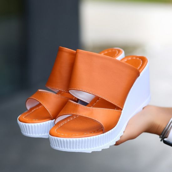 Zıar Turuncu Cilt Dolgu Topuk Terlik resmi