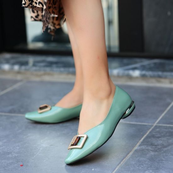 Mexi Mint Yeşili Rugan Babet Ayakkabı resmi