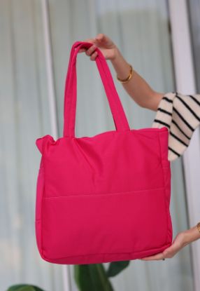 Jonda Fuşya Keten Çanta resmi