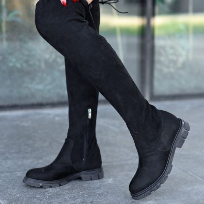 Iyan Siyah Süet Çorap Çizme resmi