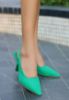 Wude Yeşil Keten Topuklu Ayakkabı resmi