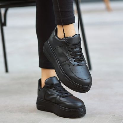 Wondio Siyah Cilt Bağcıklı Spor Ayakkabı resmi