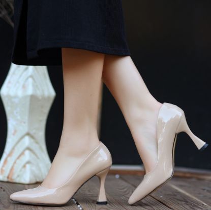 Olba Bej Rugan Stiletto Ayakkabı resmi