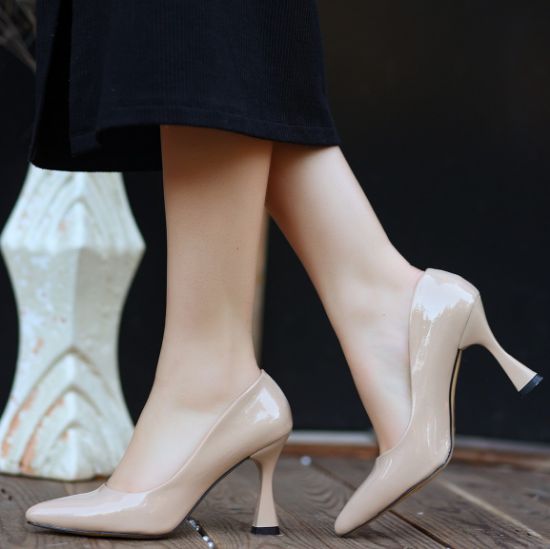 Olba Bej Rugan Stiletto Ayakkabı resmi