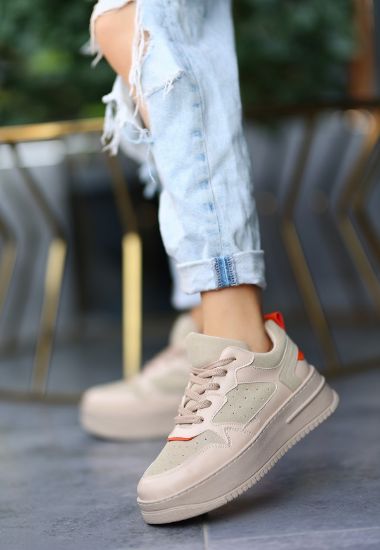 Naxi Nude Cilt Turuncu Detaylı Bağcıklı Spor Ayakkabı resmi