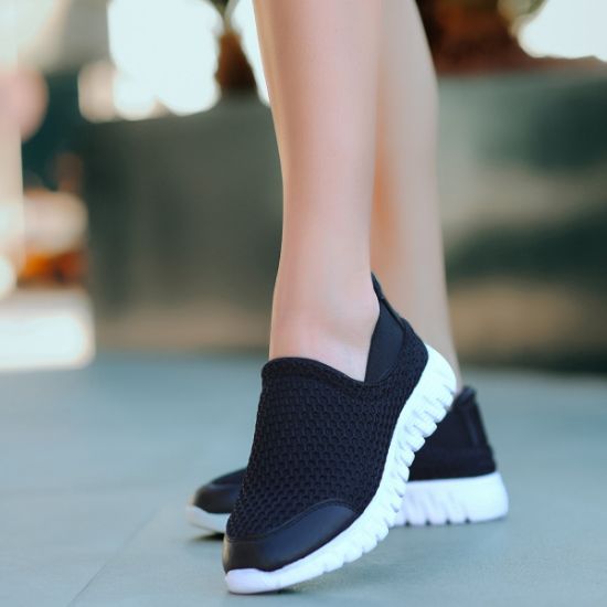 Moni Siyah Streç Beyaz Tabanlı Babet Ayakkabı resmi