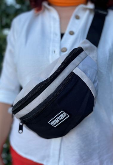 Kenta Siyah Mavi Saten Çanta resmi